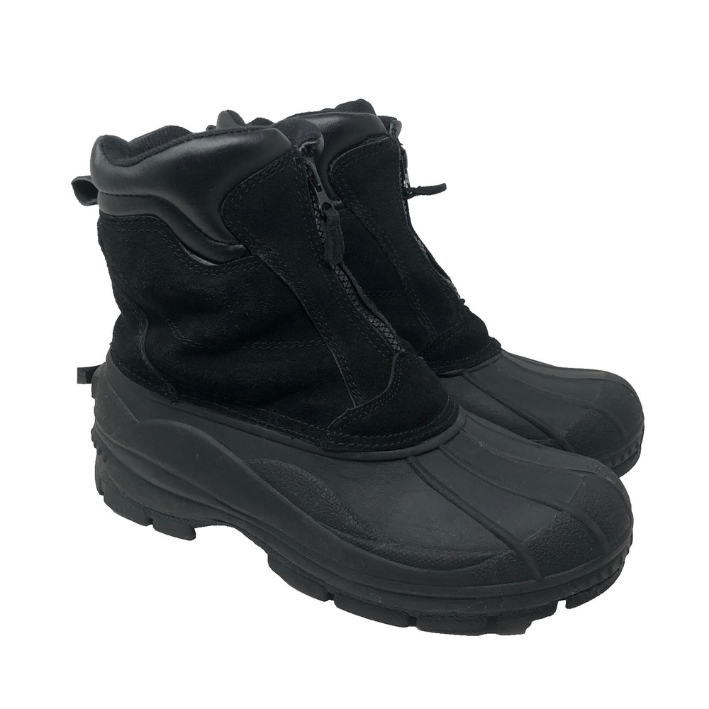 Elk Woods Slushy Snow Boots Mens 9 Black Suede Zip Outdoor Waterproof‎ Hiking
